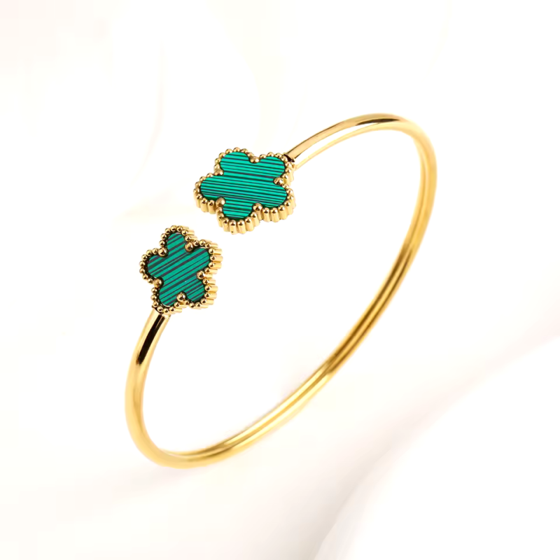 Plant Five-Leaf Flower Open Bangle